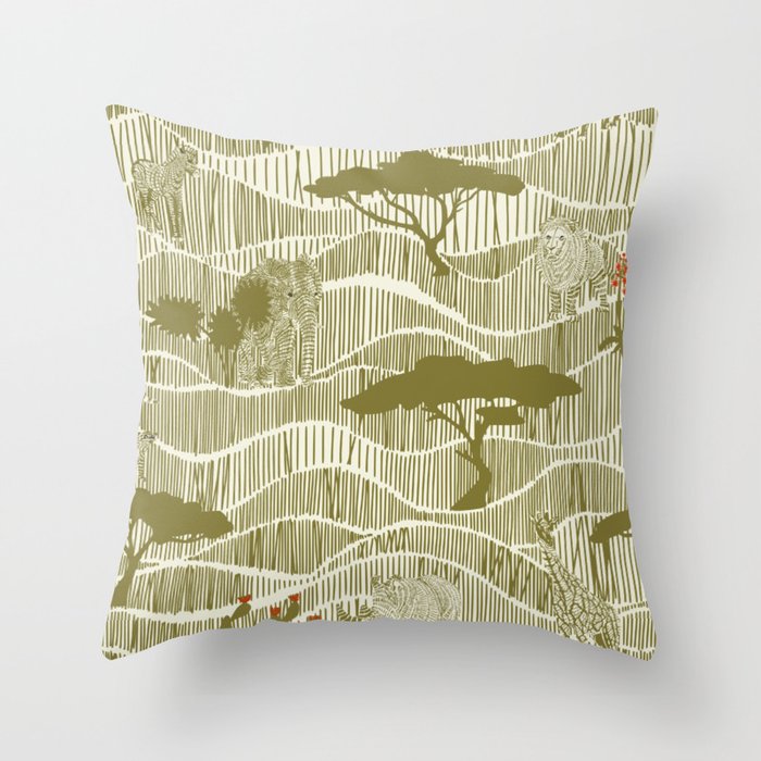 Wildlife Safari Savannah moss Throw Pillow Gallery Image 1