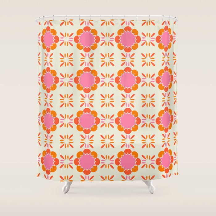 Sixties Tile Shower Curtain Gallery Image 1