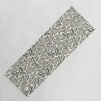 Organic Leaves Abstract Pattern in Charcoal Gray and Cream Yoga Mat Gallery Image 1
