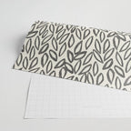 Organic Leaves Abstract Pattern in Charcoal Gray and Cream Wrapping Paper Gallery Image 2