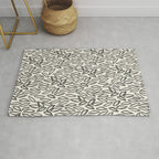 Organic Leaves Abstract Pattern in Charcoal Gray and Cream Rug Gallery Image 1