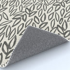 Organic Leaves Abstract Pattern in Charcoal Gray and Cream Rug Gallery Image 4
