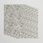 Organic Leaves Abstract Pattern in Charcoal Gray and Cream Wrapping Paper Gallery Image 3