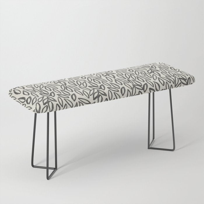 Organic Leaves Abstract Pattern in Charcoal Gray and Cream Bench Gallery Image 1