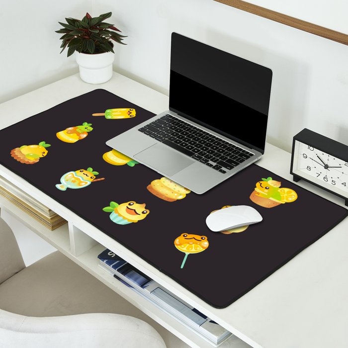 Sweet Lemon frog - dark Desk Mat Gallery Image 2