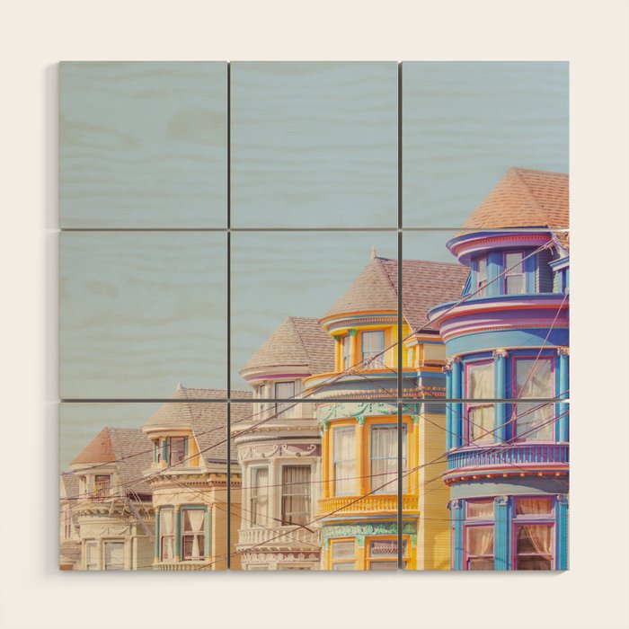 Haight Ashbury Victorian Houses - San Francisco Photography Wood Wall Art Gallery Image 1