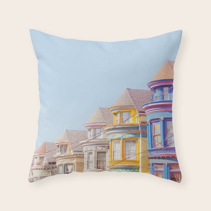 Haight Ashbury Victorian Houses - San Francisco Photography Throw Pillow Gallery Image 6