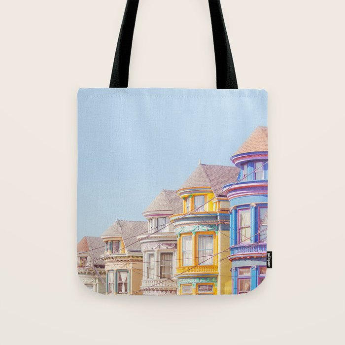 Haight Ashbury Victorian Houses - San Francisco Photography Tote Bag Gallery Image 1
