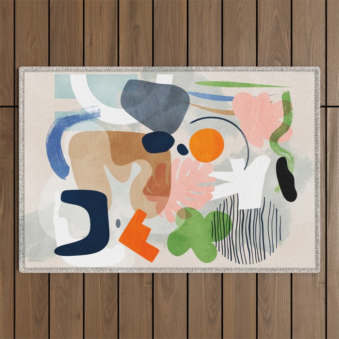 minimal shapes abstract 2 Outdoor Rug Gallery Image 1