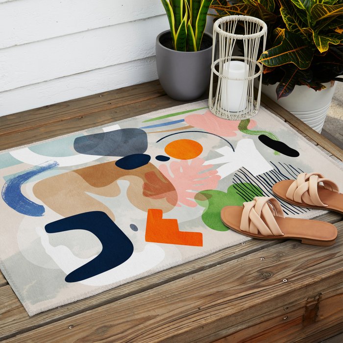 minimal shapes abstract 2 Outdoor Rug Gallery Image 2