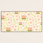 Peach pink flowers pattern Desk Mat Gallery Image 3