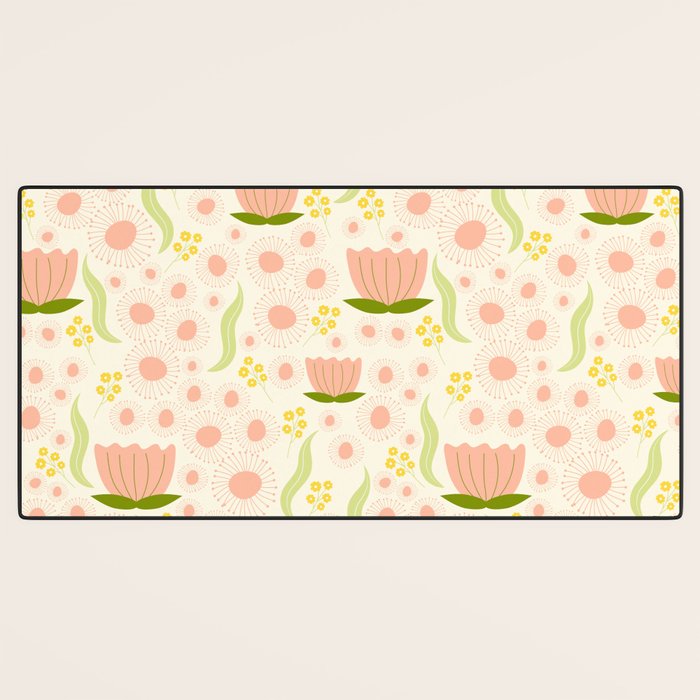 Peach pink flowers pattern Desk Mat Gallery Image 3