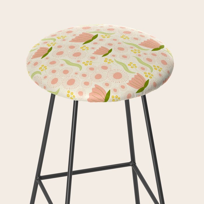 Peach pink flowers pattern Stool Gallery Image 2