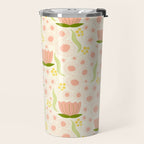 Peach pink flowers pattern Travel Mug Gallery Image 2