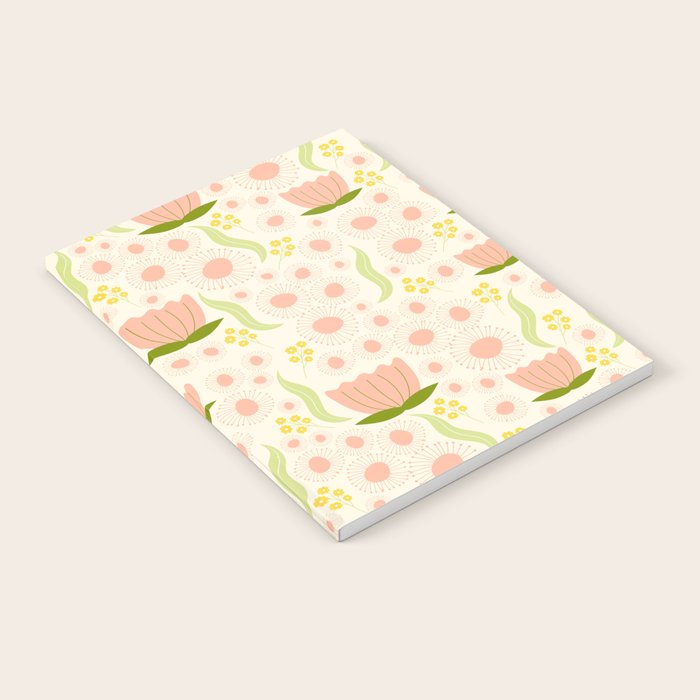 Peach pink flowers pattern Notebook Gallery Image 1