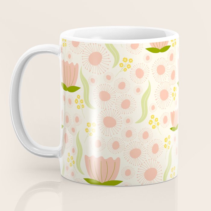 Peach pink flowers pattern Coffee Mug Gallery Image 3