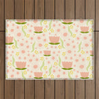 Peach pink flowers pattern Outdoor Rug Gallery Image 1