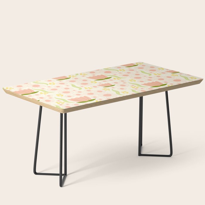 Peach pink flowers pattern Coffee Table Gallery Image 1