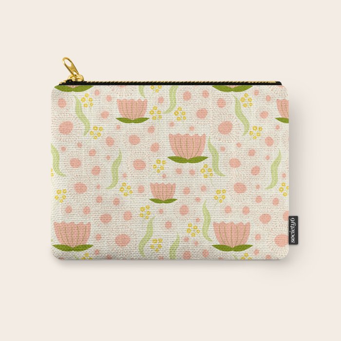 Peach pink flowers pattern Carry All Pouch Gallery Image 1