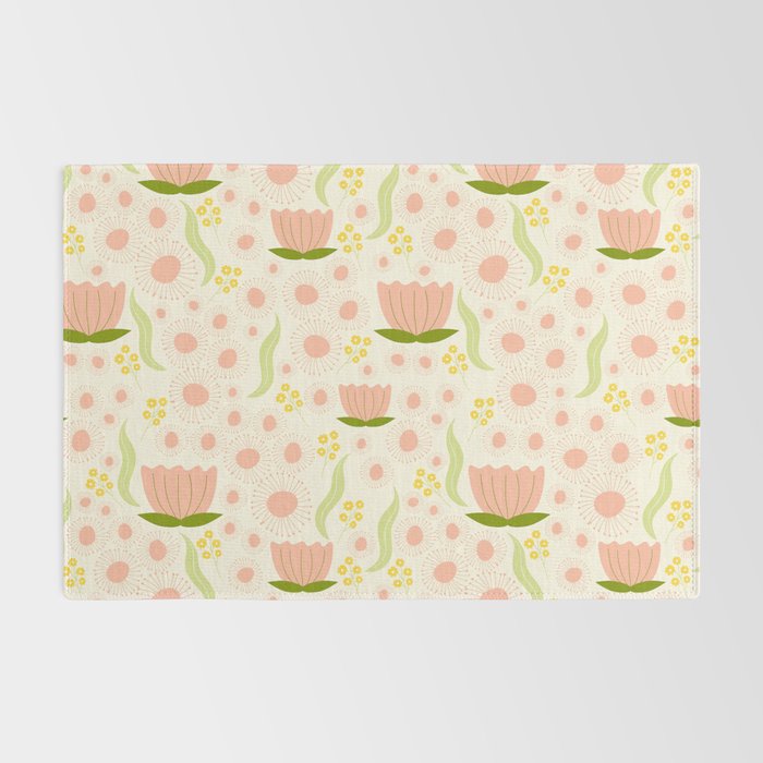 Peach pink flowers pattern Rug Gallery Image 2