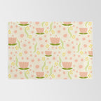 Peach pink flowers pattern Rug Gallery Image 2