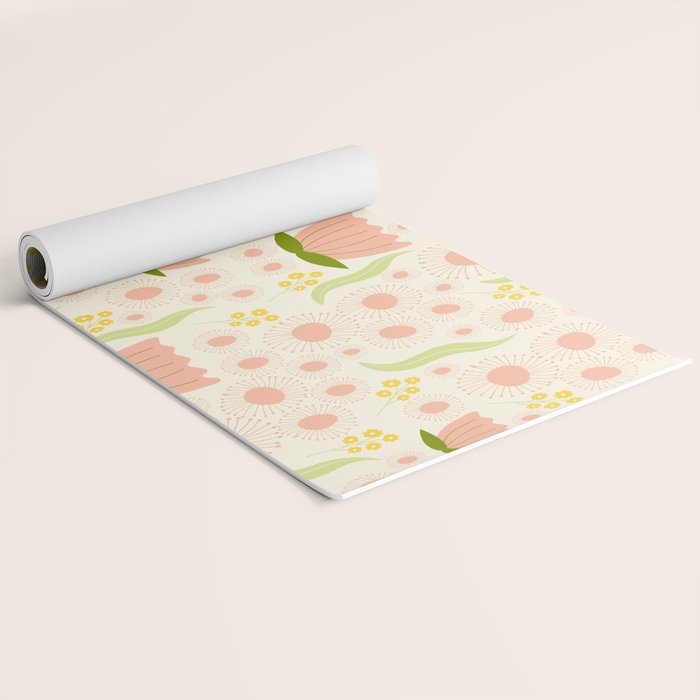 Peach pink flowers pattern Yoga Mat Gallery Image 2