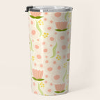 Peach pink flowers pattern Travel Mug Gallery Image 3