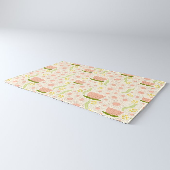 Peach pink flowers pattern Rug Gallery Image 3