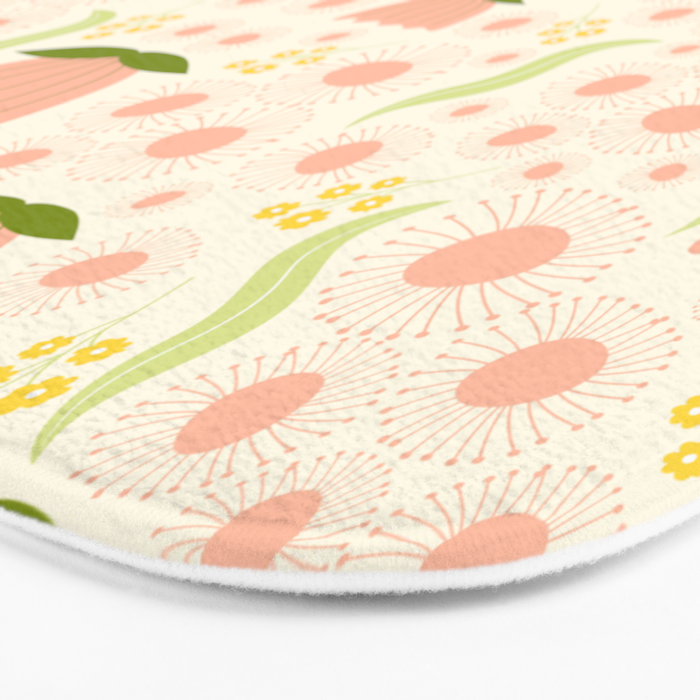 Peach pink flowers pattern Bath Mat Gallery Image 3