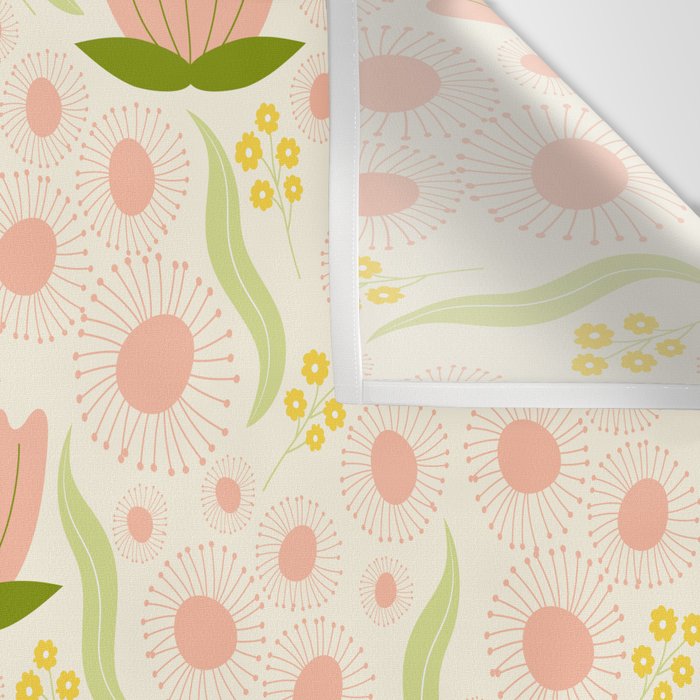 Peach pink flowers pattern Wall Tapestry Gallery Image 3