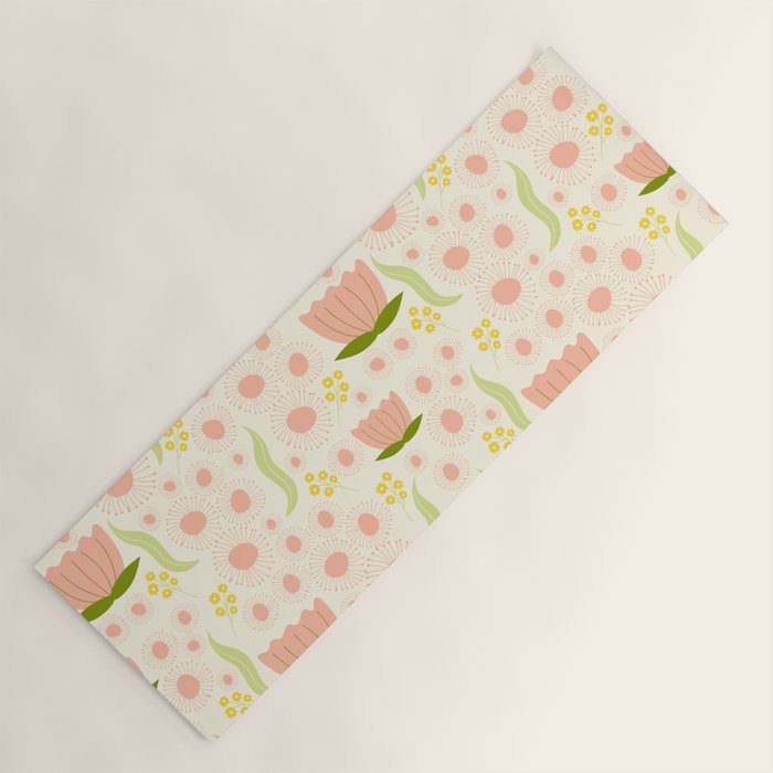 Peach pink flowers pattern Yoga Mat Gallery Image 1