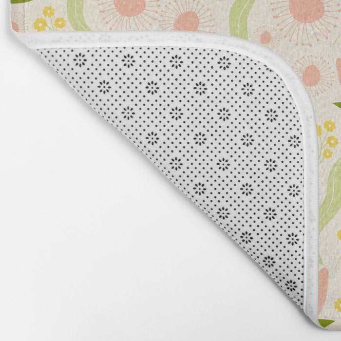 Peach pink flowers pattern Bath Mat Gallery Image 2