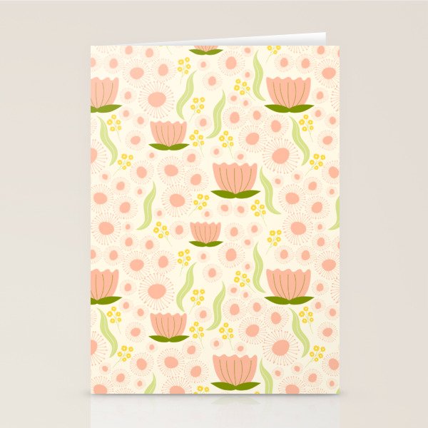 Peach pink flowers pattern Stationery Card Gallery Image 2