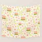 Peach pink flowers pattern Wall Tapestry Gallery Image 4