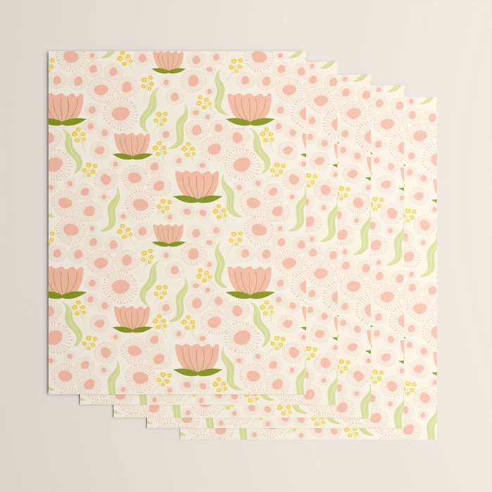 Peach pink flowers pattern Wrapping Paper Gallery Image 3