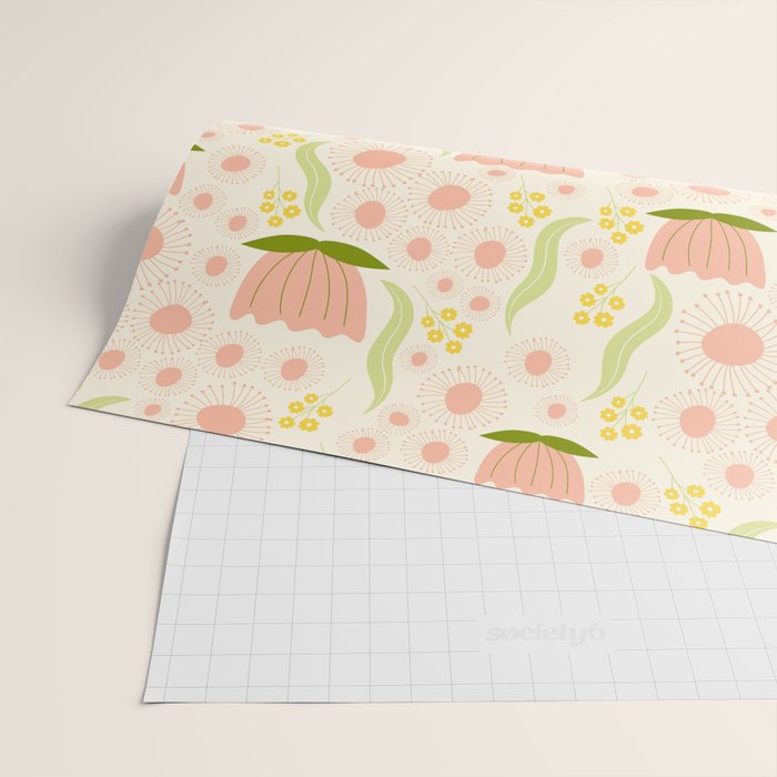 Peach pink flowers pattern Wrapping Paper Gallery Image 2