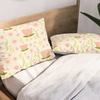Peach pink flowers pattern Pillow Sham Gallery Image 2