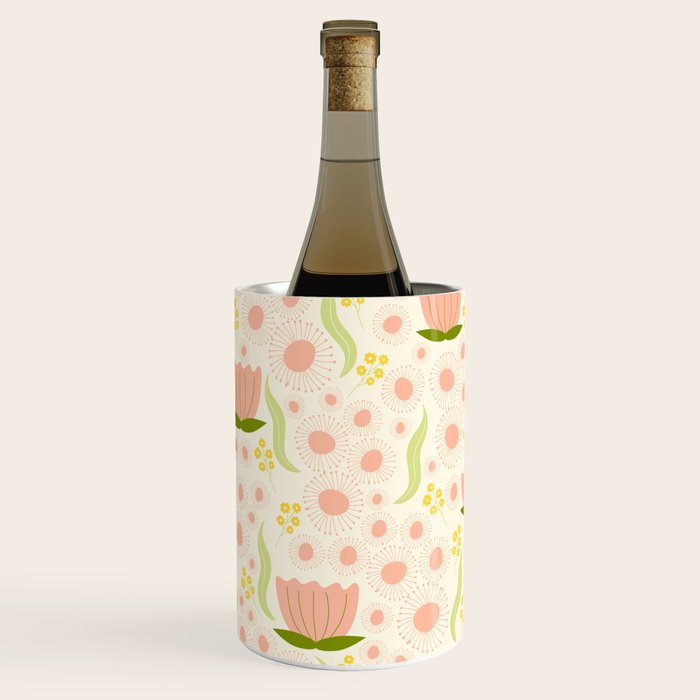 Peach pink flowers pattern Wine Chiller Gallery Image 2