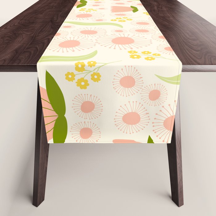 Peach pink flowers pattern Table Runner Gallery Image 1