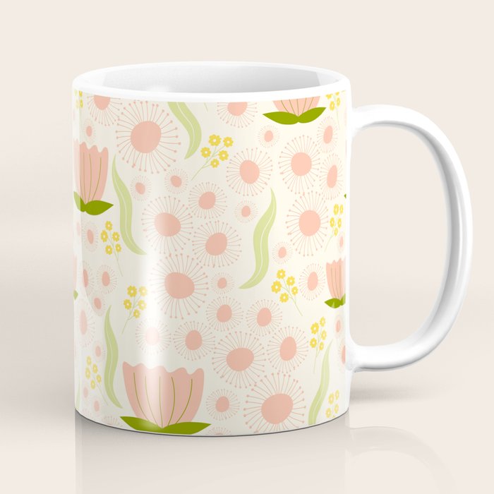 Peach pink flowers pattern Coffee Mug Gallery Image 1