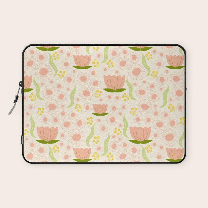 Peach pink flowers pattern Laptop Sleeve Gallery Image 1