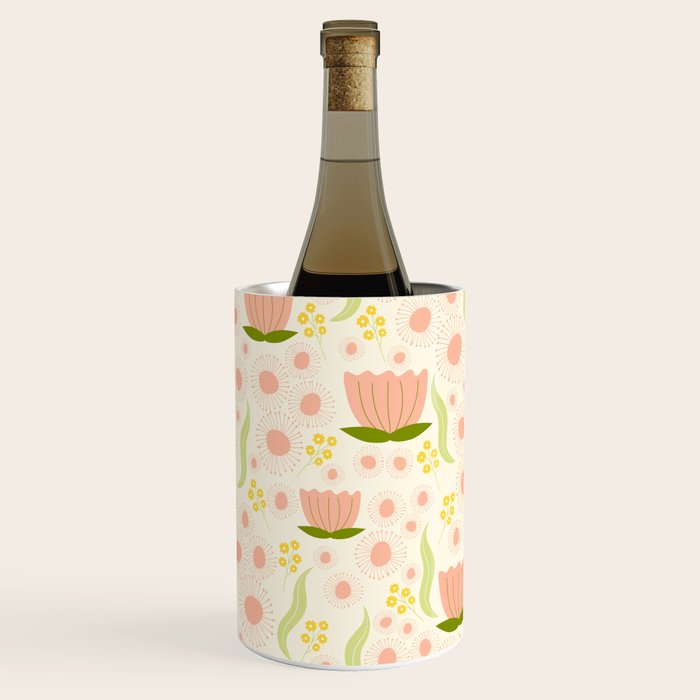 Peach pink flowers pattern Wine Chiller Gallery Image 1