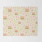 Peach pink flowers pattern Throw Blanket Gallery Image 2