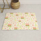 Peach pink flowers pattern Rug Gallery Image 1
