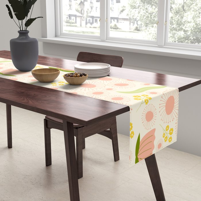 Peach pink flowers pattern Table Runner Gallery Image 2