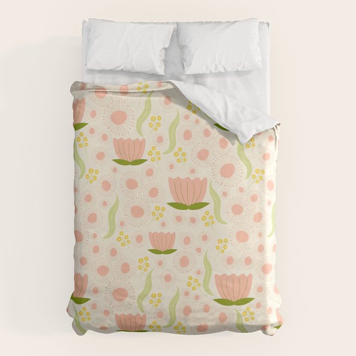 Peach pink flowers pattern Duvet Cover Gallery Image 1