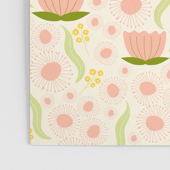 Peach pink flowers pattern Poster Gallery Image 3