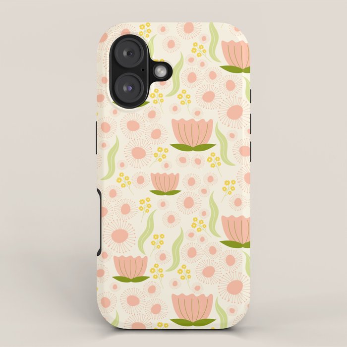 Peach pink flowers pattern iPhone Case Gallery Image 1