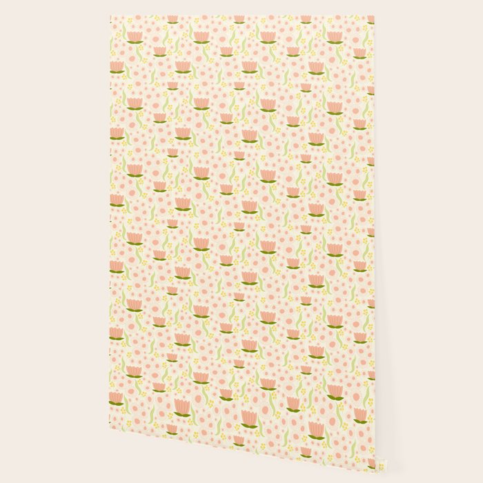 Peach pink flowers pattern Wallpaper Gallery Image 2