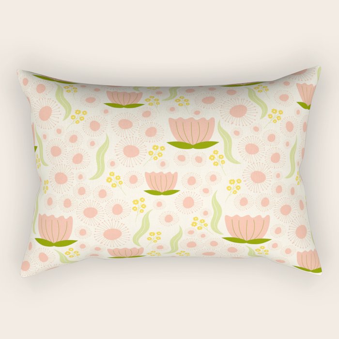 Peach pink flowers pattern Rectangular Pillow Gallery Image 2